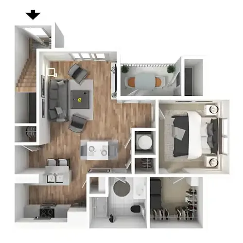Floor plan 1X1 B