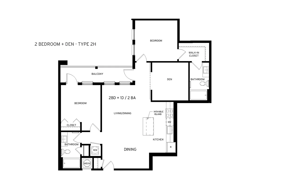 Floor plan Ruby - 2 Bedroom + Den