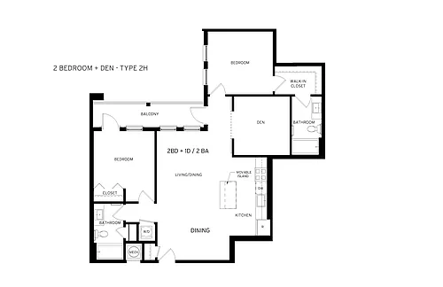 Floor plan Ruby - 2 Bedroom + Den