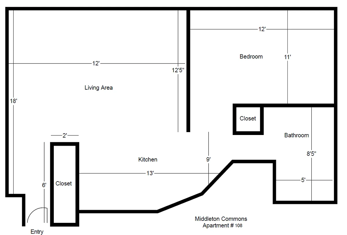 Floor plan One Bedroom-First Floor 108