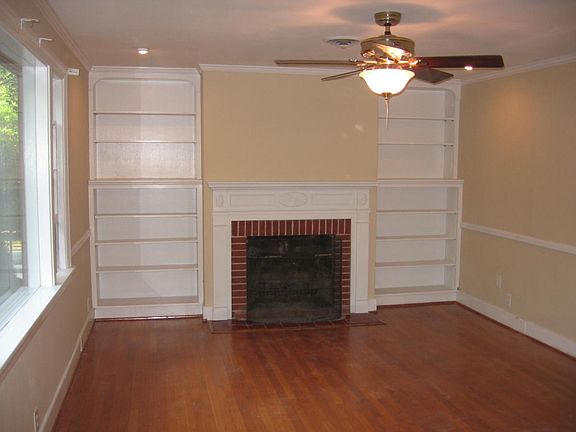 Family Room with custom shelves
