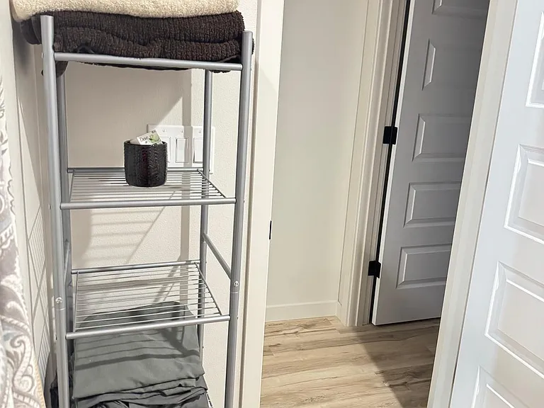 Bathroom with linen storage