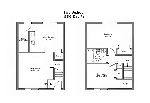 Floor plan 2 Bedroom | 1 Bath