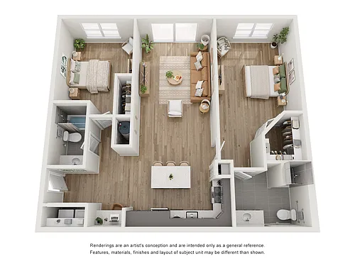 Floor plan B1 | 2 Bed | 2 Bath