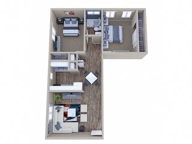 Floor plan Two Bedroom One Bath