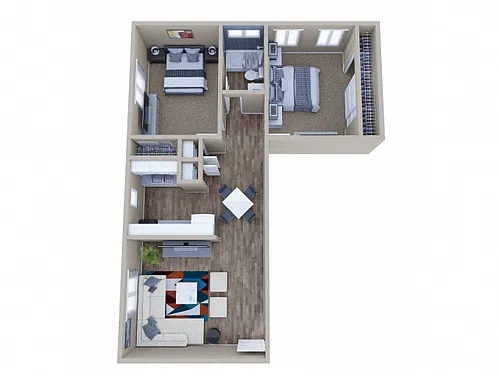 Floor plan Two Bedroom One Bath