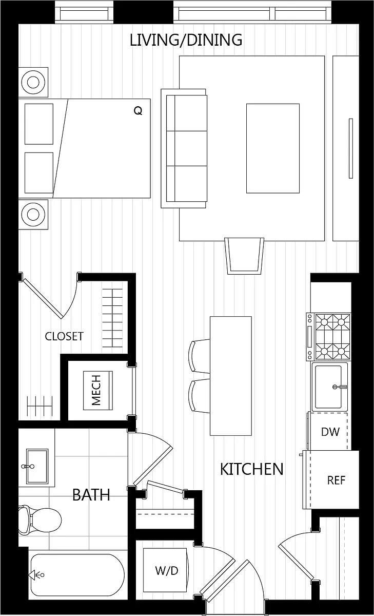 Floor plan Studio/1 Bath-A1M
