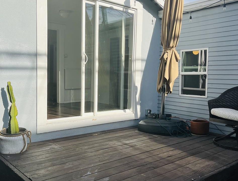 Front deck/lounge space, viewing upon entry onto the property.