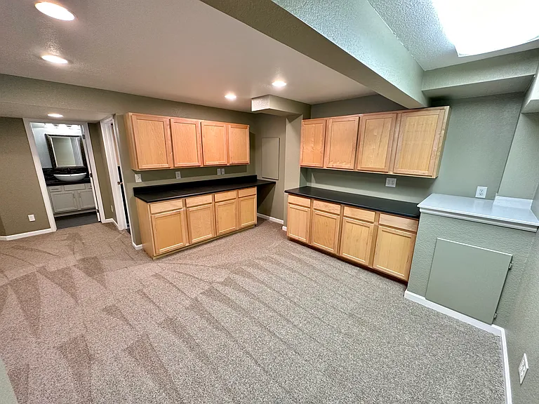 Basement office.
