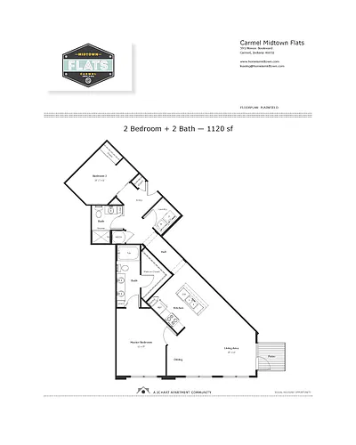 Floor plan 2 Bedroom, 2 Bathroom