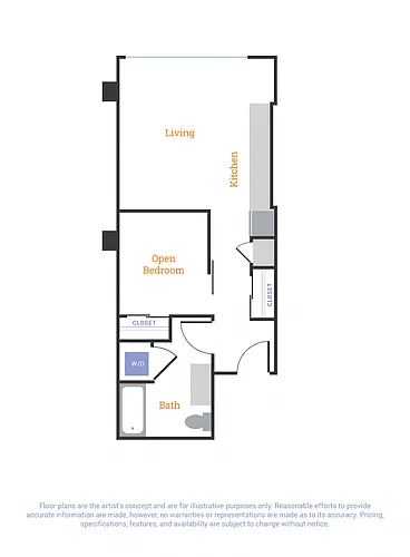Floor plan Urban 1 Bedroom B