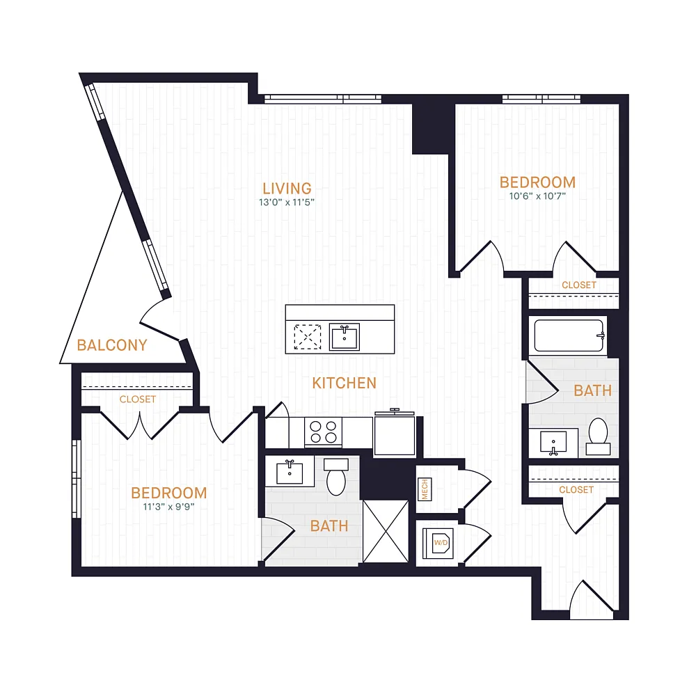Floor plan B2.2 | 2 Bed | 2 Bath