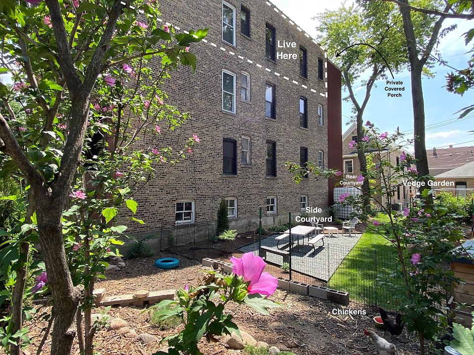 A view of your apartment from the open side yard with shared courtyard space