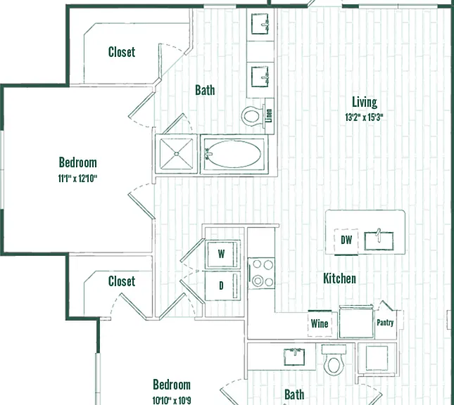 B1 | 2 bed 2 bath | 1100 sq ft B1 | 2 bed 2 bath | 1100 sq ft