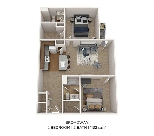 Floor plan Two Bedroom Two Bath-1132 sqft