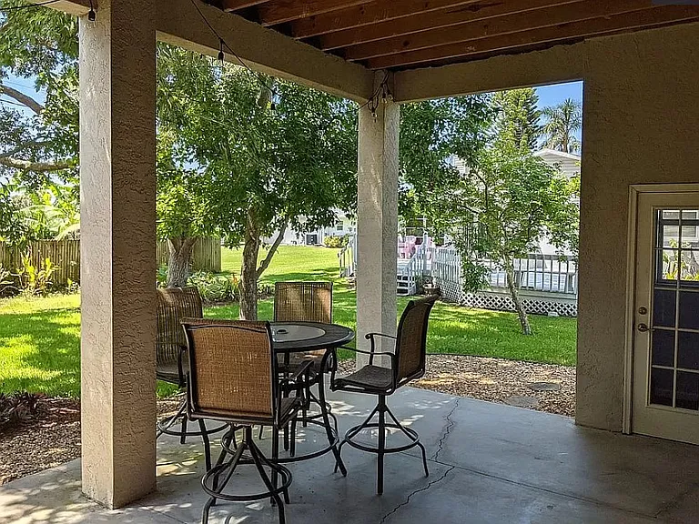 Back patio with peaceful surroundings