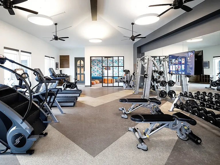 Fitness center with strength and cardio equipment