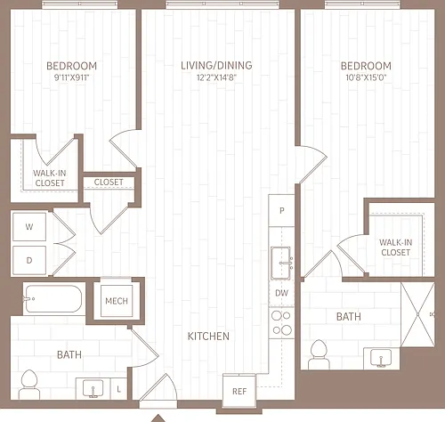 Floor plan 2 Bed/2 Bath-B10