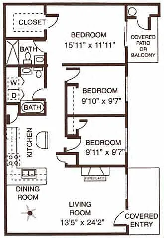 Floor plan 3 Bedroom / 2 Bathroom