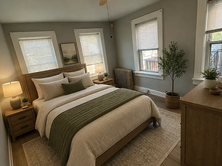Rear Bedroom (AI Staged)