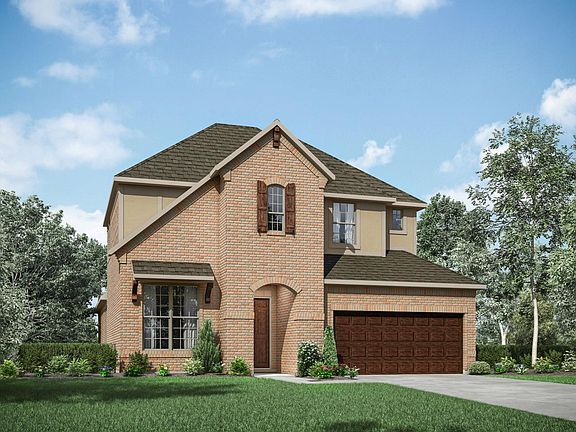 two-story home with brick and stucco