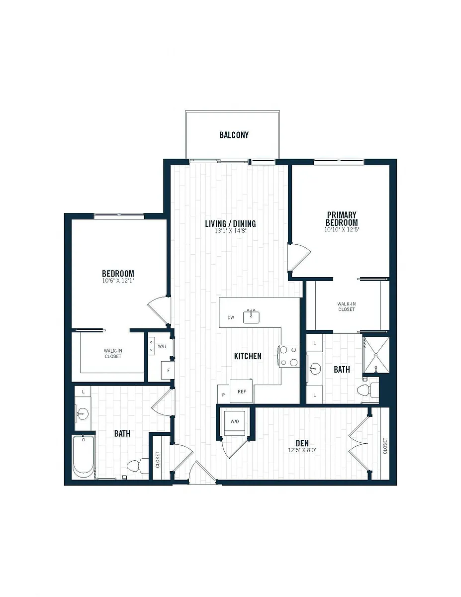 Floor plan C2.2D | 2 Bed | 2 Bath | Den