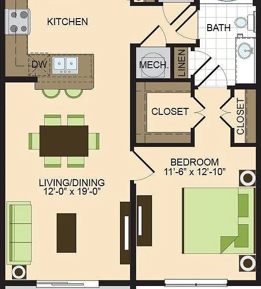 A1 | 1 bed 1 bath | 755 sq ft A1 | 1 bed 1 bath | 755 sq ft