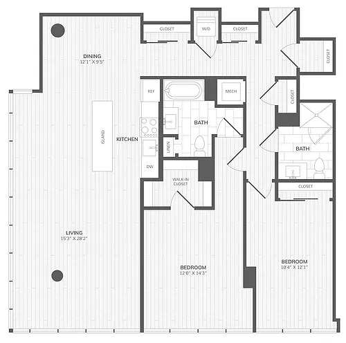 Floor plan 2 Bed/2 Bath-F East Medley