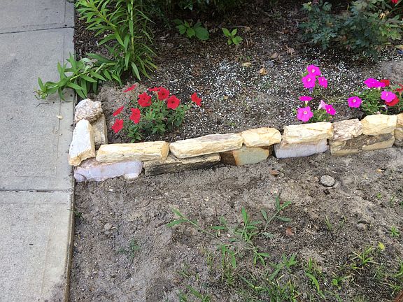 Flowerbeds lined with quartz