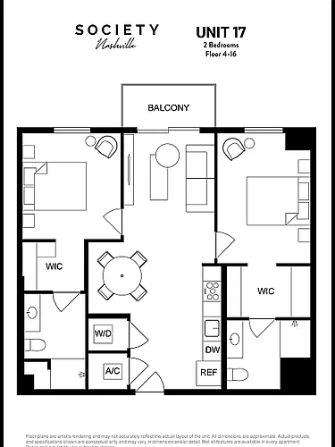 Floor plan 2-Bed/2-Bath