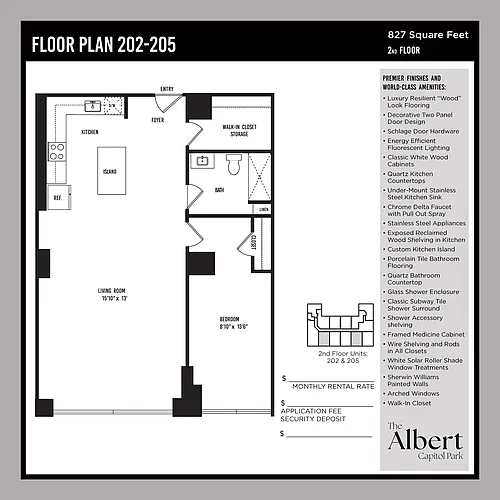 Floor plan 1 Bedroom Unit - 202 & 205