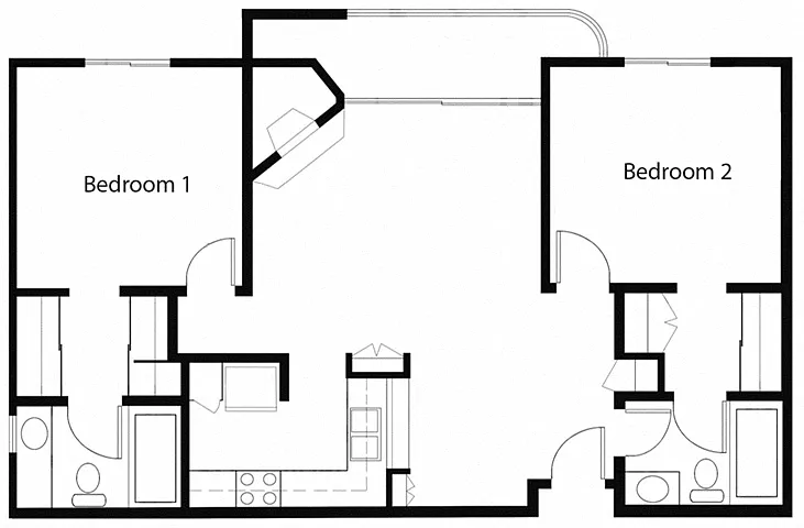 Floor plan 2BR 2BA - FLOOR PLAN B - 1441 MIDVALE