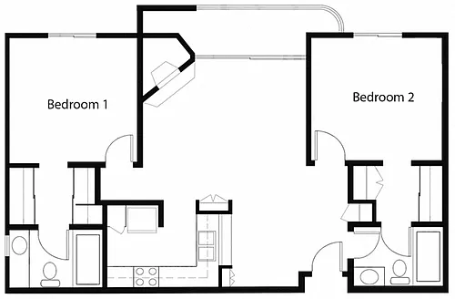 Floor plan 2BR 2BA - FLOOR PLAN B - 1441 MIDVALE