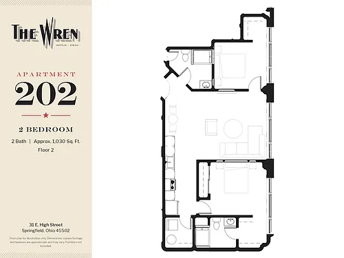 Floor plan WREN-202-2BED-H