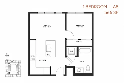Floor plan One Bedroom A8