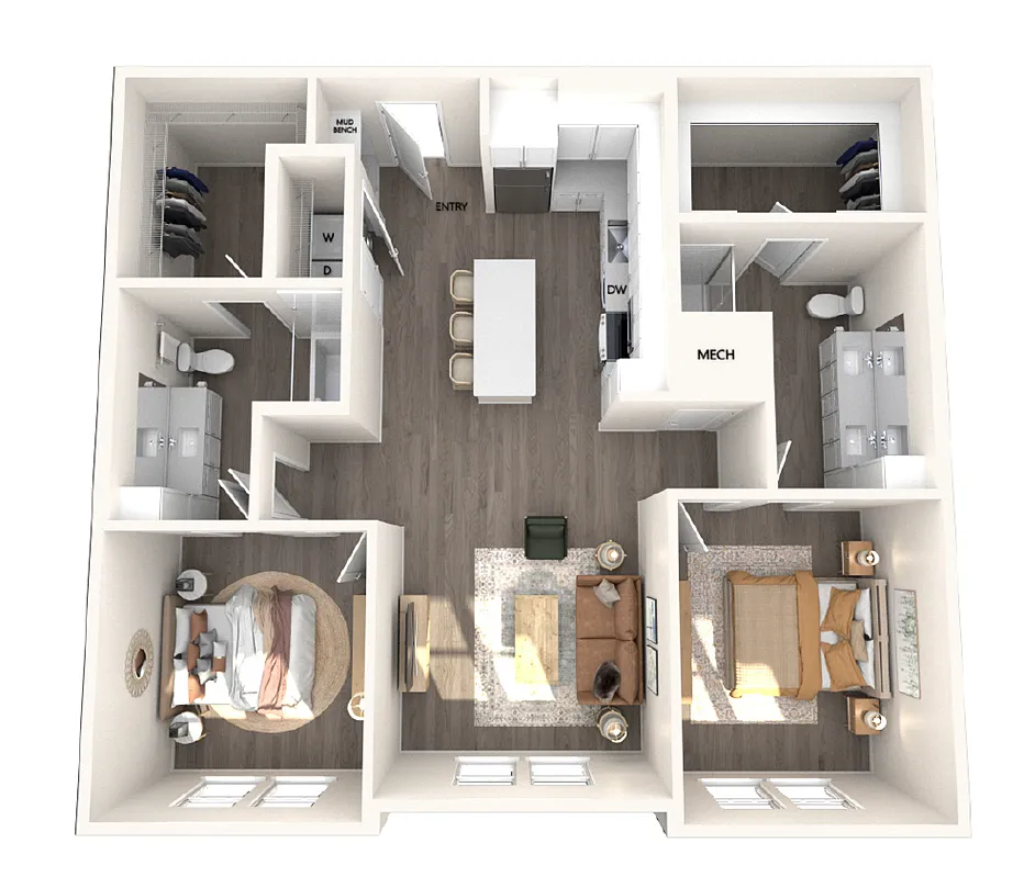 Floor plan B1-1175sf-nodim-202-649