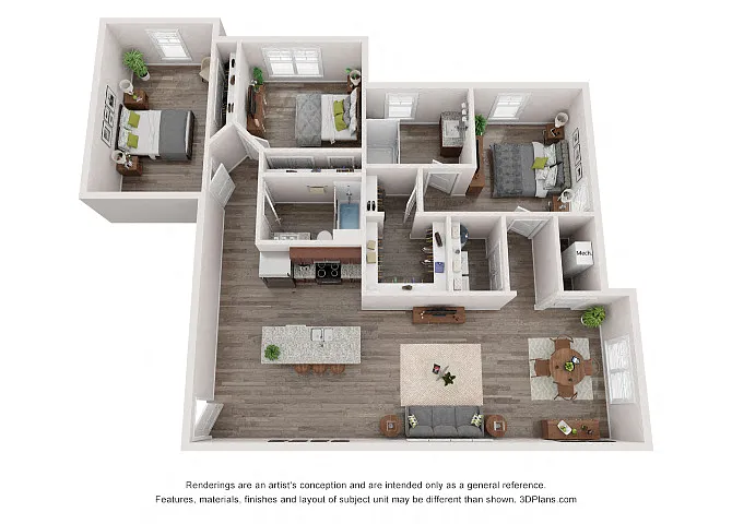 Floor plan 3 Bedrooms 2 Bath