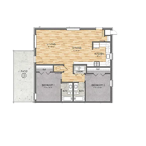 Floor plan 2 BR | 2 BA