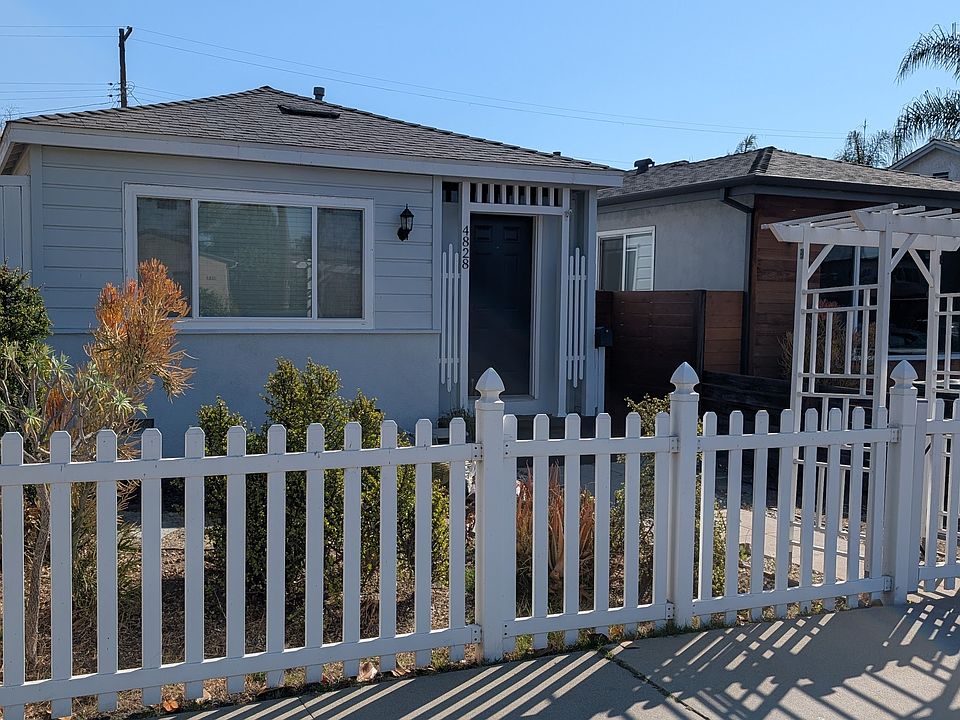 Enclosed front yard with drought-tolerant landscaping