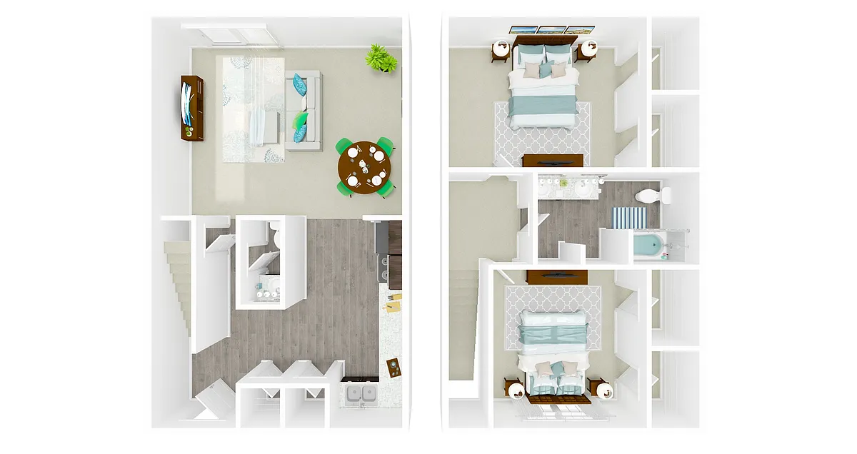 Floor plan 2bed 1.5bath (renovated) (in-unit washer / dryer)