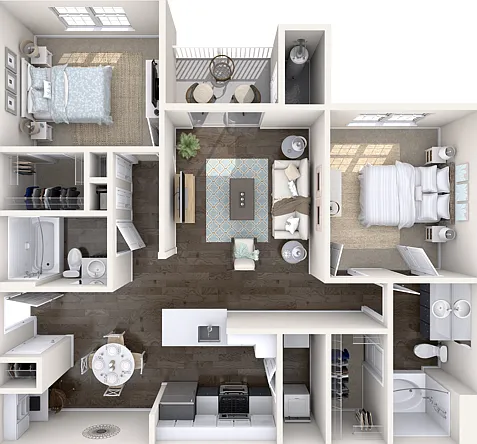 Two Bedroom Two Bath (1073 SF) Two Bedroom Two Bath (1073 SF)