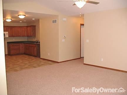 from living room into kitchen and hall