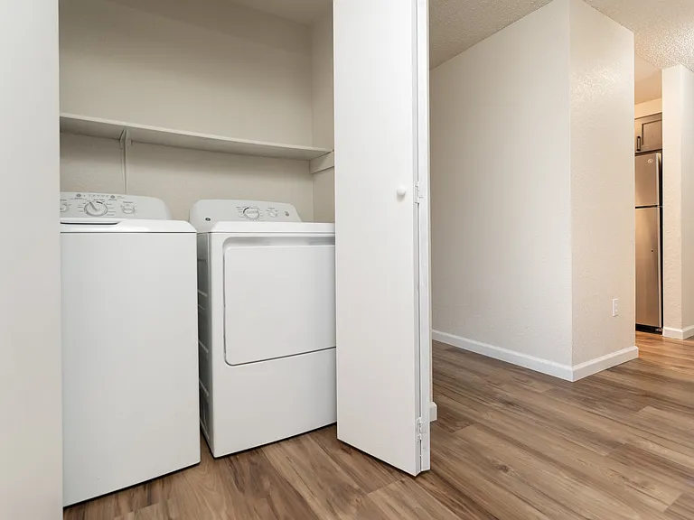 Efficient in-unit laundry setup for hassle-free living. Efficient in-unit laundry setup for hassle-free living.