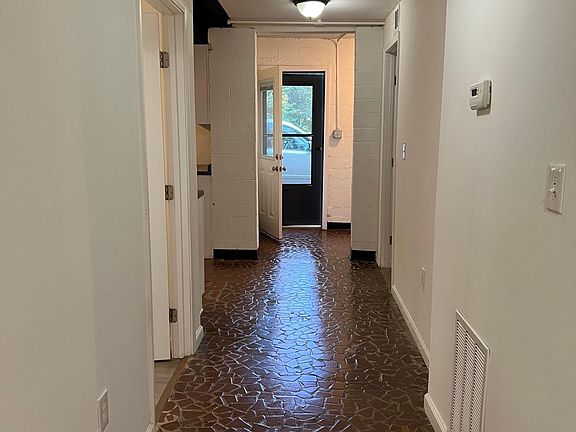 Looking down hallway