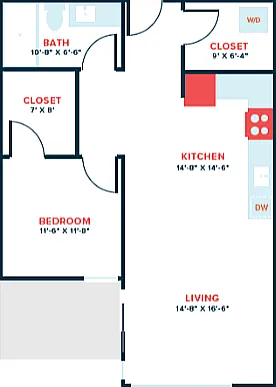 1-bed-1-bath Apartment K 1-bed-1-bath Apartment K