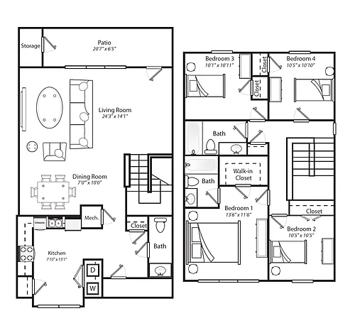 Floor plan 4 Bedroom 2.5 Bath