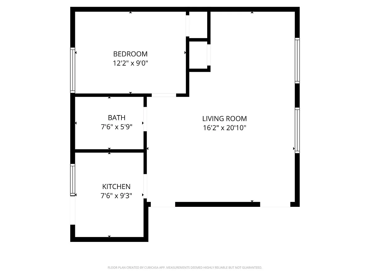 Floor plan Two Bedroom One Bath 60