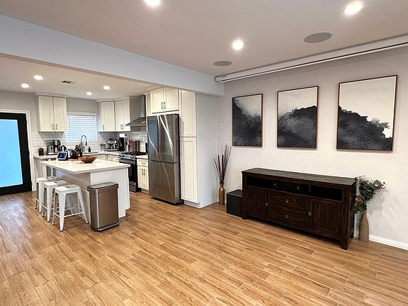living room and open kitchen with island