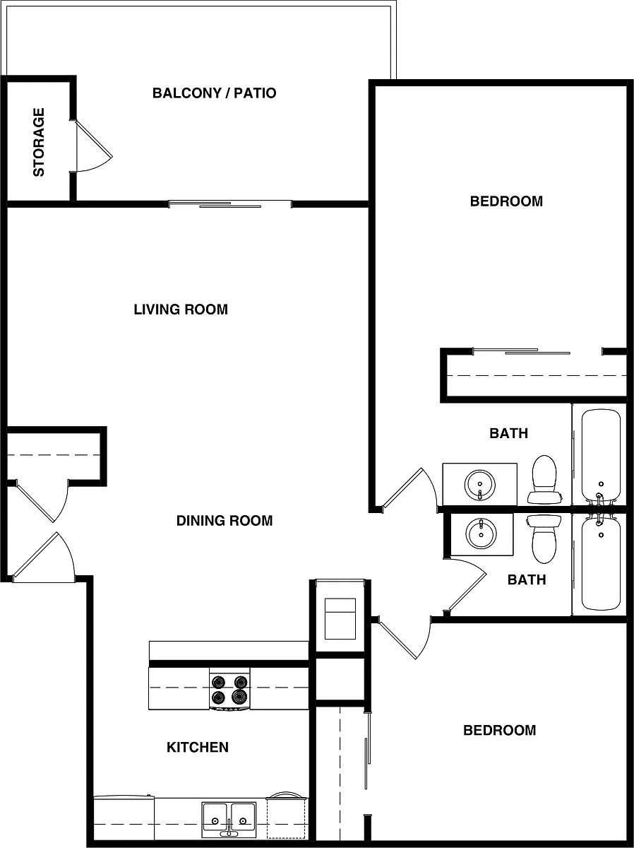 Floor plan 2 bedroom 2 bath