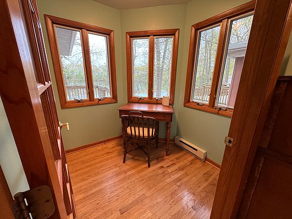Small workspace connected through a doorway to master bedroom.